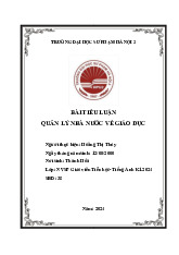 Tiểu luận Môn Quản lý Nhà nước về giáo dục | Đại học Sư phạm Hà Nội 2
