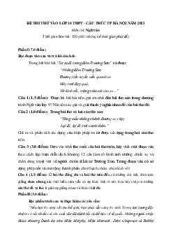 Đề thi thử vào lớp 10 môn Ngữ văn 2023 (cấu trúc đề TP Hà Nội) - Đề 3