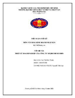 Triết lý doanh nghiệp của công ty Mujirushi Ryohin | Tiểu luận môn Văn hóa kinh doanh Nhật Bản