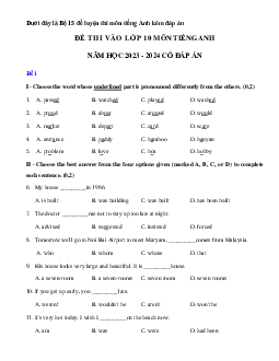 TOP 15 đề thi thử vào 10 môn Tiếng Anh (có đáp án) năm 2023