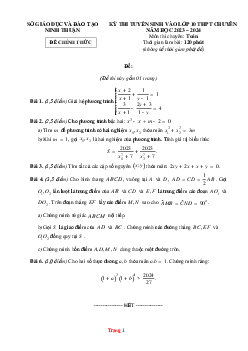 Đề thi tuyển sinh vào lớp 10 THPT chuyên năm học 2023-2024 môn toán chuyên Sở GD Ninh Thuận (có đáp án và lời giải chi tiết
