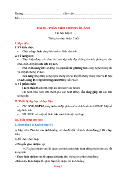 Giáo Án Bài 8b - Phần Mềm Chỉnh Sửa Ảnh Tin Học 8 -KNTT năm 2023-2024