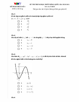 Đề thi thử TN THPT 2021 môn Toán kênh truyền hình Giáo dục Quốc gia VTV7 (Đề 2)