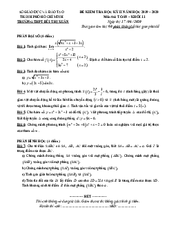 Đề thi học kì 2 Toán 11 năm 2019 – 2020 trường THPT Bùi Thị Xuân – TP HCM