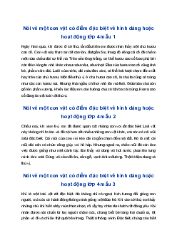 Đoạn văn nói về một con vật có điểm đặc biệt về hình dáng hoặc hoạt động | Tập làm văn 4