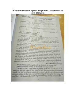 Đề thi học kì 1 lớp 9 môn Ngữ văn Phòng GD&ĐT Thanh Hóa năm học 2019 - 2020 (đề lẻ)