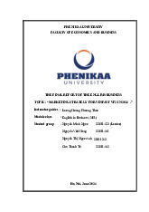 Marketing strategy for Vinfast VF3 in 2024 | Bài báo cáo kết thúc học phần Tiếng Anh trong kinh doanh | Trường Đại học Phenikaa