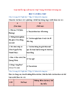 Soạn bài Ôn tập cuối học kì 2 trang 113 | Ngữ Văn 7 Chân Trời Sáng Tạo tập 2