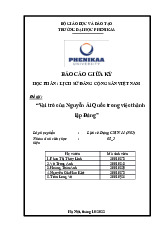 Vai trò của Nguyễn Ái Quốc trong việc thành lập Đảng | Báo cáo giữa kỳ học phần Lịch sử Đảng Cộng Sản Việt Nam | Trường Đại học Phenikaa
