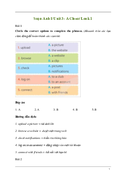 Giải Tiếng Anh 8 Unit 3: A Closer Look 1 | Kết nối tri thức