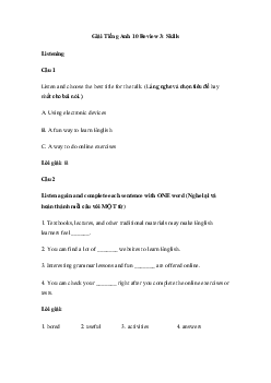Tiếng Anh 10 Review 3: Skills - Kết nối tri thức