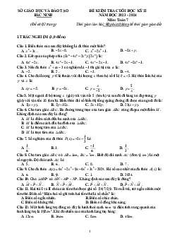 Đề kiểm tra cuối học kỳ 2 Toán 7 năm 2023 – 2024 sở GD&ĐT Bắc Ninh