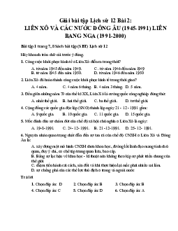 Giải SBT Lịch Sử 12 bài 2: Liên Xô và các nước Đông Âu (1945-2000). Liên Bang Nga (1991-2000)