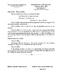 Đề kiểm tra cuối học kì Văn 7 Phòng GD&ĐT Ninh Giang 2021-2022 (có đáp án)