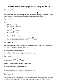 Vật lí 11 Bài 4: Bài tập về dao động điều hòa