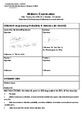 Đề thi cuối kỳ học phần Engineering Probability and Statistics năm 2021 | Trường Đại học Quốc tế, Đại học Quốc gia Thành phố Hồ Chí Minh
