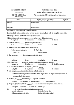 Đề thi chọn học sinh giỏi lớp 9 THCS tỉnh Nghệ An năm học 2015-2016 BẢNG A (có đáp án)
