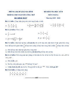 Đề thi học kì 2 Toán 6 năm học 2019 – 2020 trường THCS Nguyễn Công Trứ – Hà Nội