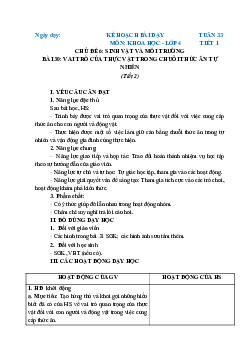 Giáo án Khoa học lớp 4 Tuần 33 | Chân trời sáng tạo