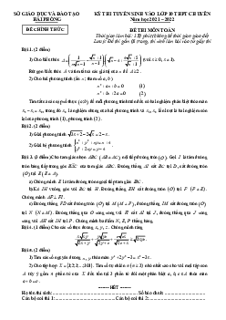 Đề tuyển sinh lớp 10 chuyên môn Toán năm 2021 – 2022 sở GD&ĐT Hải Phòng
