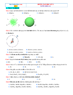 Đề 5 kiểm tra cuối học kỳ 1 Hóa 10 chân trời sáng tạo (có đáp án)