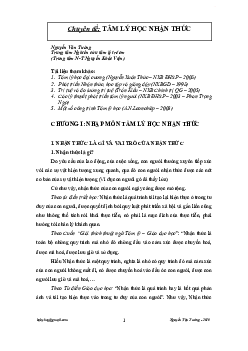 Lý thuyết Nhập môn tâm lý học nhận thức