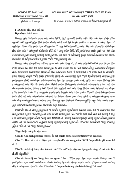 Đề thi thử THPT Quốc gia 2022 môn Ngữ văn lần 1 trường THPT Ngô Gia Tự, Đắk Lắk (có đáp án)