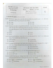 Đề thi kết thúc học phần môn Toán cao cấp C1 | Trường Đại học Duy Tân