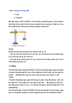 Giải Khoa học tự nhiên 9 Chân trời sáng tạo Bài 3: Công và công suất