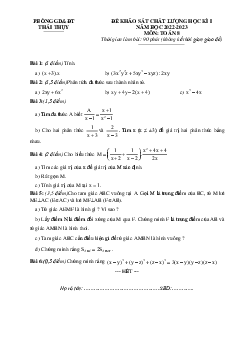 Đề học kì 1 Toán 8 năm 2022 – 2023 phòng GD&ĐT Thái Thụy – Thái Bình