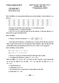 Đề thi học kỳ 2 Toán 7 năm 2018 – 2019 phòng GD&ĐT Ba Đình – Hà Nội