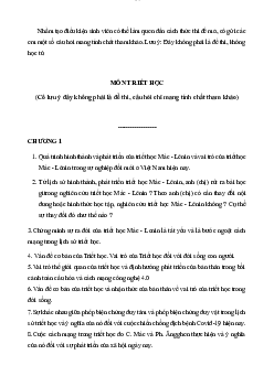 Nâng cao triết học - Triết học Mác - Lênin | Trường Đại học CNTT Thành Phố Hồ Chí Minh