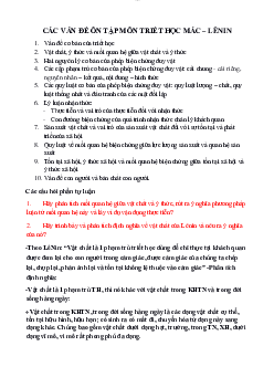 Đề cương môn Triết học Mác - Lenin "Các vấn đề ôn tập môn Triết học Mác - Lenin" | Học viện Công nghệ Bưu chính Viễn thông