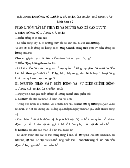 Sinh học 12 bài 39: Biến động số lượng cá thể của quần thể sinh vật