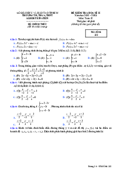 Đề kiểm tra học kỳ 2 Toán 12 năm 2018 – 2019 trường Albert Einstein – TP HCM