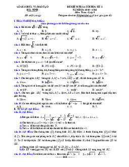 Đề thi cuối học kỳ 1 Toán 9 năm 2020 – 2021 sở GD&ĐT Bắc Ninh