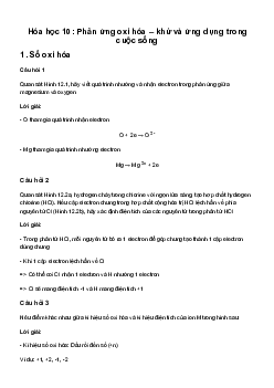 Hóa học 10 Bài 12: Phản ứng oxi hóa – khử và ứng dụng trong cuộc sống sách Chân Trời Sáng Tạo