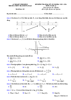 Đề học kỳ 1 Toán 12 năm 2023 – 2024 trường THPT Trần Hưng Đạo – Ninh Bình