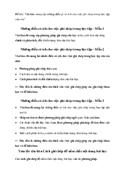 Văn bản mang lại những điều gì có ích cho việc ghi chép trong học tập của em? | Văn mẫu 7 Chân trời sáng tạo