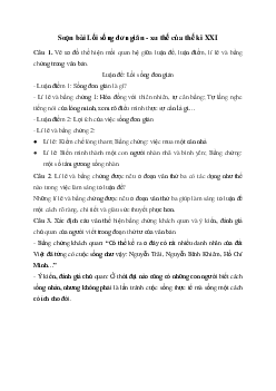 Soạn bài Lối sống đơn giản - xu thế của thế kỉ XXI - Chân trời sáng tạo