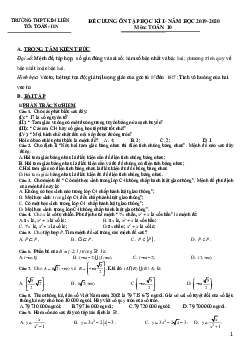 Đề cương ôn tập học kì 1 Toán 10 năm 2019 – 2020 trường Kim Liên – Hà Nội