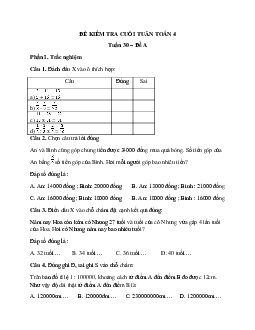 Bài tập cuối tuần Toán lớp 4 Chân trời sáng tạo - Tuần 30