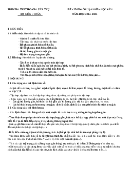 Đề cương giữa kỳ 1 Toán 10 năm 2023 – 2024 trường Hoàng Văn Thụ – Hà Nội