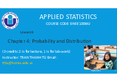 Probability and Distribution | Bài giảng số 8 chương 4 học phần Applied statistics | Trường Đại học Quốc tế, Đại học Quốc gia Thành phố Hồ Chí Minh