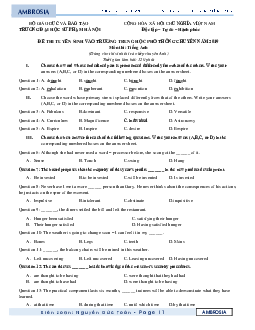 Đề thi thử tuyển sinh vào trường THPT  CHUYÊN NĂM 2019 Môn thi Tiếng Anh