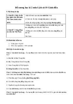 Đề cương ôn tập học kì 2 môn Lịch sử 10 Cánh diều