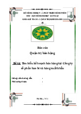 Đề tài : Tìm hiểu kế hoạch bán hàng tại Công ty cổ phần bao bì và hàng xuất khẩu môn Quản trị bán hàng  | Học viện Nông nghiệp Việt Nam