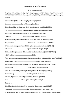 Sentense Transformation (From Destination C1&2) - 15 exercises - 150 questions