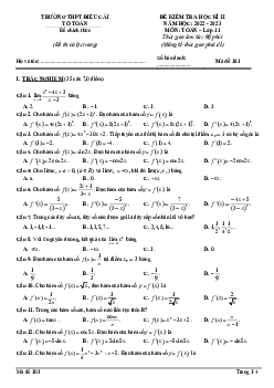 Đề học kì 2 Toán 11 năm 2022 – 2023 trường THPT Điểu Cải – Đồng Nai