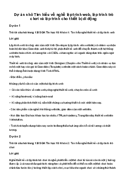 Giải Tin học 10 Bài 2: Dự án nhỏ: Tìm hiểu về nghề lập trình web, lập trình trò chơi và lập trình cho thiết bị di động | Cánh diều